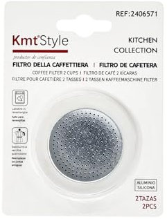 Confezione Ricambi 1 Guarnizione in Silicone e 1 Filtro in Alluminio Compatibili con Caffettiere 2 Tazze