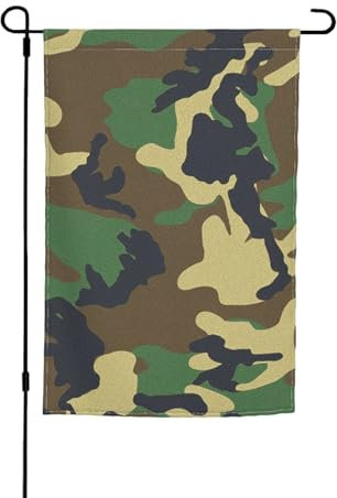 Banderas de jardín con estampado de camuflaje militar verde para todas las estaciones, decoración al aire libre, patios, porches, bandera fácil de instalar