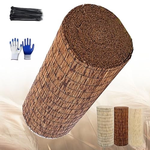 Generisch Schilfmatten Natürlicher, Outdoor Sichtschutzzaun, Schilf Sichtschutz, Sichtschutz Balkon 60cm 90cm 100cm 110cm 120cm 130cm 140cm Hoch Für Balkon Terrasse Decke(Carbonization)