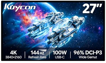 Kuycon P27D 27 inch FHD (3840 x 2160) 4K 144HZ Gaming Monitor, IPS, 1.07 Billion Colors, 99% sRGB, 5ms, HDR, 178° Viewing Angle (Honeycomb - without Stand)