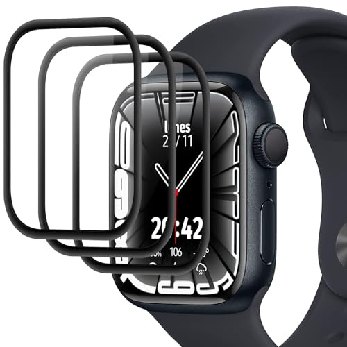 Joeyu (3 Piezas) Protector de Pantalla para Apple Watch Series 7/8/9 45mm – pantalla protectora，Dureza 9H, Anti-roturas, Sin Burbujas, Antirayaduras, progector pantalla