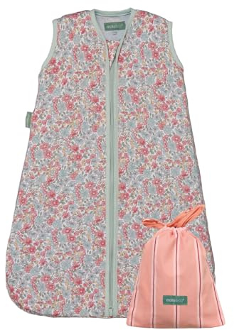 molis&co - Saco de Dormir para bebé 0.5 TOG - 70 cm (0-6 Meses) - Saco Dormir Bebe Verano sin Mangas - Saco de Dormir Bebe para Niños Niñas - 100% Algodón (Certificado Oeko-Tex) - Summer Bloom