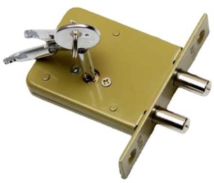 Whychstore Cerradura de seguridad con mecanismo de doble varilla con llave cruzada, construcción de cobre y hierro para puertas secretas, invisibles, de paso y correderas, diseño oculto antirrobo con