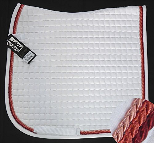 Eskadron Cotton Schabracke weiß, 3fach Kordel Raspberry-pink-lachs, Form:Vielseitigkeit