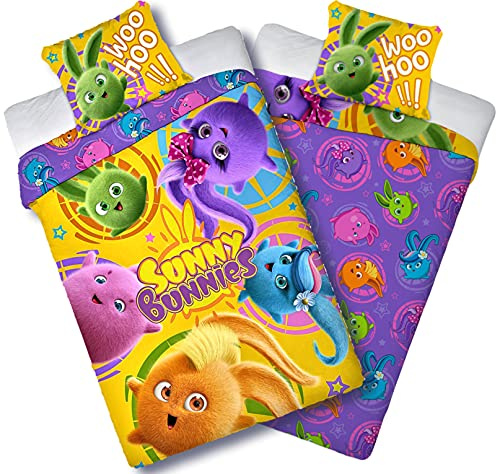 Sunny Bunnies | Baby Bettwäsche | Kinderbettwäsche | Bettwäsche-Set | 100x135 + 40x60 cm | Oeko-Tex Standard 100 | 100% Baumwolle | Reißverschluss