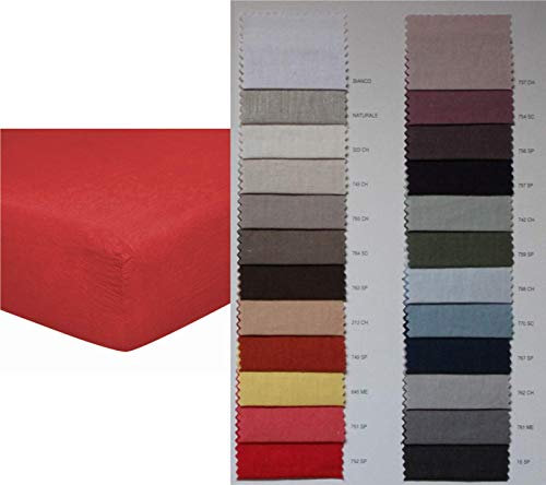 RICAMI FIORENTINI BALDI Sábana bajera con esquinas/gomas de puro lino 100 % efecto frotado/no planchar. Sobre petición cualquier color y medida. Producto artesanal Toscano. (matrimonio estándar)