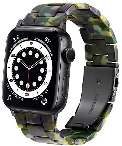 DEALELE Compatible con iWatch 42mm 44mm 45mm 49mm, Sostituzione Cinturino in Resina Colorata per Apple Watch Series 8/7 / 6/5 / 4/3 / SE/Ultra Donne Uomini, Verde mimetico
