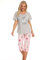 Misscoo Ensemble de Pyjama Femme Coton Manche Courte Vêtements de Nuit Fille Sleepwear Idéal pour Printemps et été Hiver -L-Gris