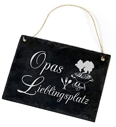 Schiefertafel Opas Lieblingsplatz - Schild Grill - 22 x 16 cm