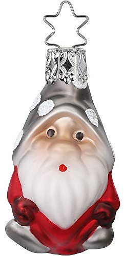 Christbaumschmuck Christbaumhänger Inge-Glas mit Sternenkrönchen, handbemalt und mundgeblasen, Mini Zwerg, 6 cm