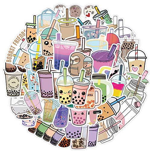 RGBEE Wasserfeste Aufkleber Sticker Set 50 Stücke, Bubble Tea Sticker Vintage Aufkleber für Laptop Koffer Helm Motorrad Skateboard Auto Fahrrad Computer Graffiti Stickerbomb