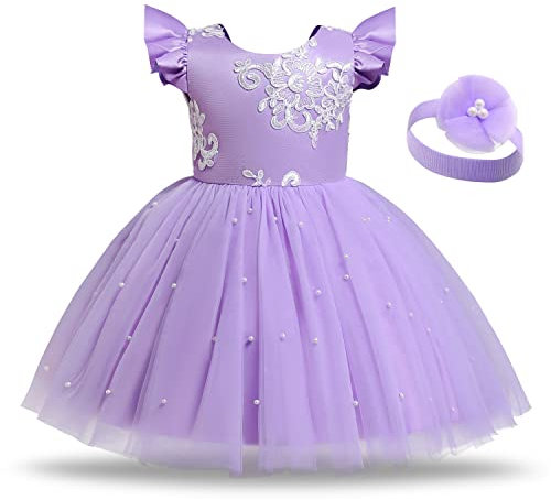 TTYAOVO Bambino Ragazza Principessa Festa Bambino Piccolo Fiore Vestito Taglia 90(12-24 Mesi) 752 Viola