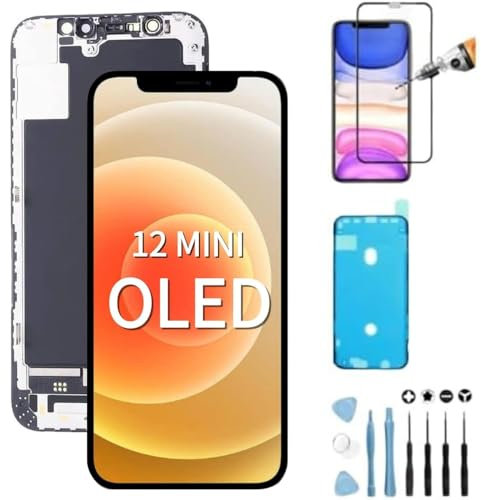Iteek Écran de Rechange pour iPhone 12 Mini 5,4 pounces OLED [Not LCD] Écran Tactile Digitizer Assembly avec Kit De Réparation Complet + Protecteur D'écran