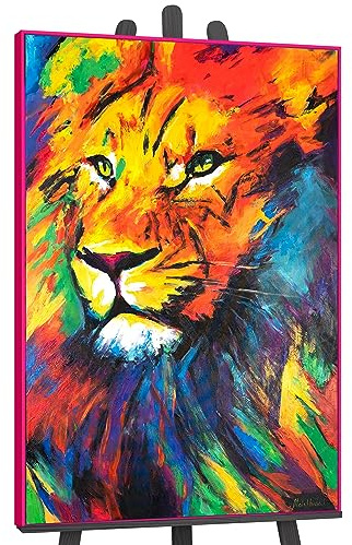 YS-Art Pop Art Abstrakt Acrylbild Löwenstärke handgemalt Löwen Bild bunt
