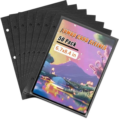 Jumbo Card Sleeves for 3 Ring Binder, 5.9x8.1 Big Card Protector - 50 Pack