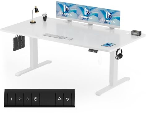 Homall Höhenverstellbarer Schreibtisch 200x80 cm, Elektrischer Schreibtisch mit Vierteilige Tischplatte, Computertisch mit Memory Funktion,Standing Desk