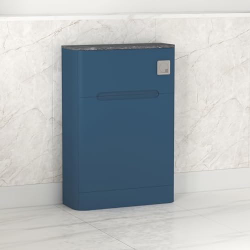 Venice 550mm Blue BTW Back to Wall Toilet WC Unit - Black Star Marble Top