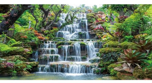 MIRRORANG 120x46cm Wasserfall Aquarium Hintergrund Wald Park Grün Tropische Pflanzen Aquarium Hintergrund Reptil Lebensraum Hintergrund Vinyl Hintergrund