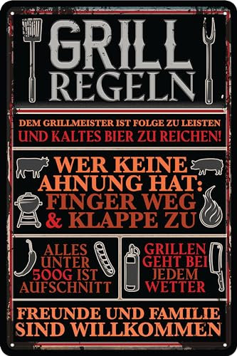 30 x 20 cm wetterfestes GRILL Blechschild, lustiger Spruch, Deko Schild, Lebensweisheit für Grill Fans, Grill-Platz, Grill-Ecke