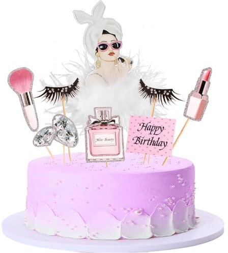 Kawailay 15 Stück Make up Kuchendeko Mädchen Schminke Tortendeko Make up Cupcake Toppers Tortenaufsatz Happy Birthday Kosmetik Cake Topper Deckel für Brautparty Spaparty Mädchen Geburtstag - Stil 3