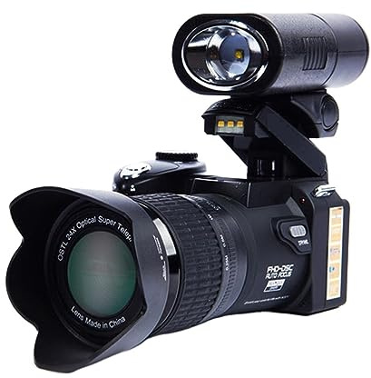 Wide Angle Digital DSLR Cameras For Photography Telephoto Lens 24X Optical Zoom 1080P Video Recorder Auto Focus Photo Camcorder(32G SD Card,With Flashlight)