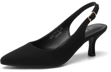 DREAM PAIRS Women's Kitten Slingback Heels Pumps | Closed Pointed Toe Low Heels Sexy Casual Dress Shoes for Party Wedding Office Woek and Shopping