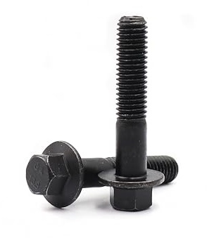 binifiMux 10 tornillos hexagonales con brida M8 x 45 mm, media rosca, acero de aleación de grado 10.9, acabado de óxido negro