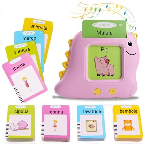 JoyJoyful Schede Flash Cards Parlanti Italiano, Giochi Bambini Educativi 1 2 3 4 5 6 Anni, Amico Vocabolo Gioco, Giochi Montessori Giocattoli Apprendimento Interattivi (112 carte 224 parole)