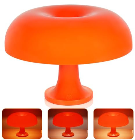 Czgor Orange Mushroom Lamp - 4000mAh Battery Operated Table Light With Touch, Dimmable 3 Light Modes, 70s Mid Century Modern for Desk Bedroom Living Room