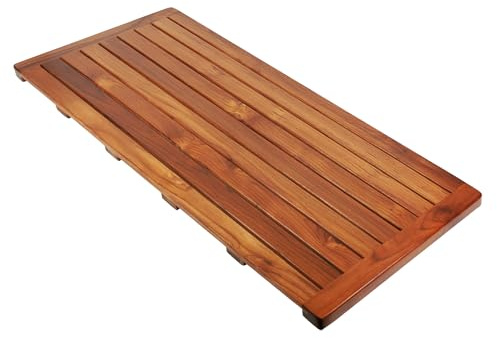 Utoplike Tapis de Bain en Teck, Caillebotis Douche en Bois(102 x 46 cm) | Grand Tapis de Douche en Bois Extra Large pour Salle de Bain, Spa Maison ou Extérieur