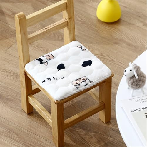 champracer Runde Stuhlkissen Sitzkissen Kinder Sitzkissen Stuhl Sitzpolster, Weiche Bequeme rutschfeste Stuhlkissen mit Bändern, für Outdoor & Indoor Gartenstuhl (Kleine Kuh,50x50 cm)