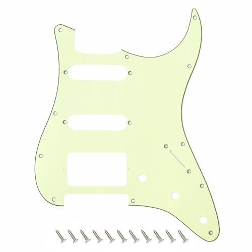 Banworks 3-lagiger Strat HSS Pickguard 11-Loch E-Gitarren-Pickguard SSH Kratzschutzplatte für USA/Mexikanische Fender Modern Style Standard Stratocaster ST JT/HB-02 Vintage Grün