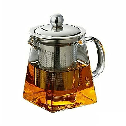 CHFYIJYHM Teekanne mit Teesieb, Kaffee, Teeblatt, Kräutertopf, Blumenteekanne, Milchsaftbehälter, 350–750 ml, hitzeabweisende Teekanne aus kristallisiertem Glas(350ML)