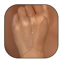 Calkkrer 14K Goldene Hand Chain Armband mit Finger Ring, Zirkon, Trendy Damen Schmuck, Gold Handkette, Kristall Armband, Passend für Hochzeit, Party, Geschenk