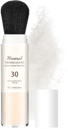 Mineral Sunscreen SPF 30 Powder for Face – Zinc Oxide Sunscreen with UVA/UVB Broad Spectrum Protection,Waterproof & Sweatproof,Translucent SPF Powder for Oily Skin, Travel Size Makeup Setting 2-in-1