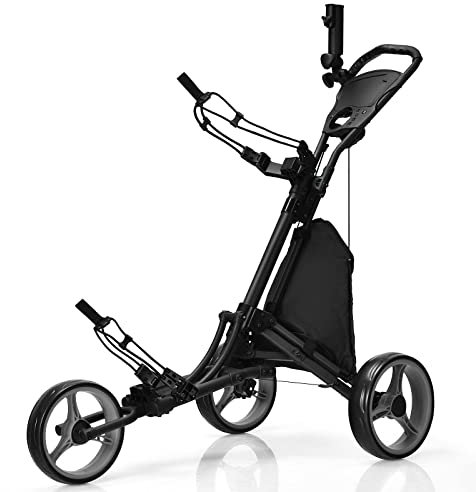 FANTASK Unisex – Erwachsene Golf Trolley, Grau, 121 x 70 x 99,5-116 cm