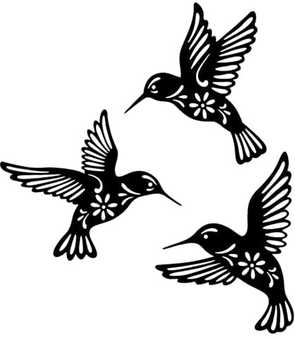 Wrought Iron Bird Decor – Hummingbird Wall Set, Outdoor Garden Art | Black Metal Fence Decoration, Artistic Yard Hanging Pieces, 3pcs Elegant Sculpture Displays, Wall Accent For Bedroom Balcony