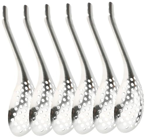 DEARMAMY 6 Stück Teiliges Kaviarlöffel aus Rostfreiem Edelstahl Schmaler Schlitzlöffel mit Ergonomischem Design Langlebiges Küchenutensil für Präzises Portionieren von Kaviar und