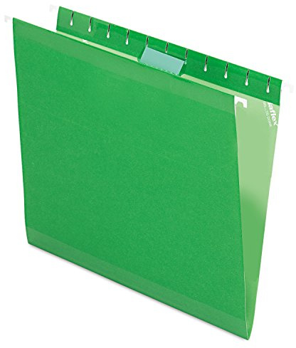 Pendaflex Reinforced Hanging File Folders, Letter Size, Bright Green, 1/5 Cut, 25/BX (4152 1/5 BGR)