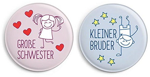 dabelino | Button-Set: Kleiner Bruder/ Große Schwester (Ø32mm, Anstecker/ Pin)