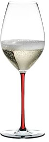 RIEDEL Fatto A Mano Champagner Weinglas, Einzelpackung, klares u. rotes Kristallglas, handgefertigt