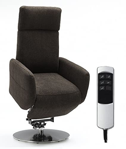 Cavadore TV-Sessel Cobra mit 2 E-Motoren und Aufstehhilfe / Elektrisch verstellbarer Fernsehsessel mit Fernbedienung / Relaxfunktion, Liegefunktion / bis 130 kg / M: 71 x 110 x 82 / braun