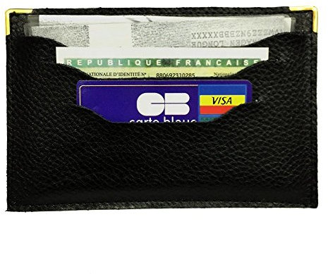 LOLUNA® Porte Carte Grise Plat Double Face Cuir pour Document Voiture, permis, Assurance et Carte crédit Existe en Plusieurs Couleur (Noir)