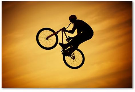 Postereck - 1230 - BMX Sprung, Silhouette Trick Sport Fahrrad Bike - Wandposter Fotoposter Bilder Wandbild Wandbilder - Poster - DIN A4-21,0 cm x 29,7 cm