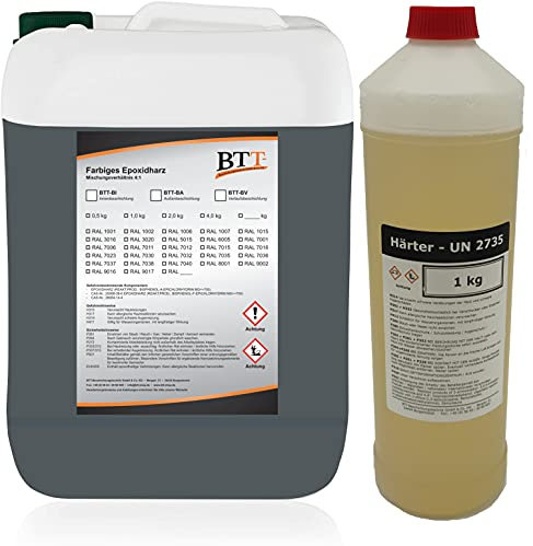 BTT-BI Epoxidharz Bodenbeschichtung RAL 7011 für 5m² Innen Fliesenlack Betonfarbe Industrieboden Garagenfarbe Kellerfarbe Wohnraum Gießharz Epoxy