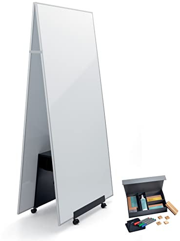 SIGEL MUB03 Meet up Set aus 2x mobile Whiteboards 90x180cm magnetisch, beidseitig beschreibbar, silberner Rahmen, 1x Aufsteller und 1x Starterset (Marker, Magnete, Reinigungsmittel)