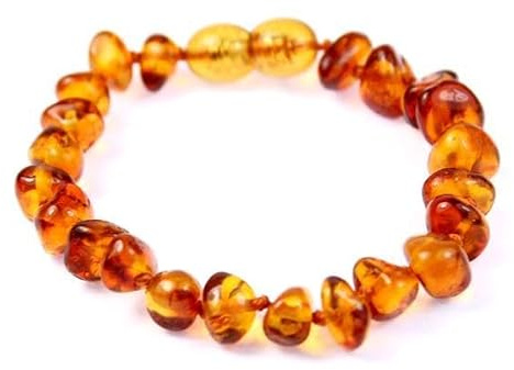 SilverAmber Jewellery Fußkettchen aus rohem oder poliertem baltischem Bernstein, handgefertigt, 100% echte Bernsteinperlen, Premium-Qualität, Cognac, Mix, Zitrone, Honig, Kirsche oder Ombré, Größen