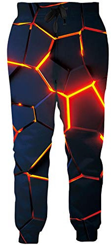 Loveternal Hipster Hose Herren Geometrisch Jogginghose 3D Druck Geometric Sweatpants Sport Hosen Casual Baggy Jogginghose L