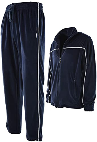 ChoiceApparel Herren Velours-Trainingsanzug mit Reißverschlusstaschen, 204-Marine, XX-Large