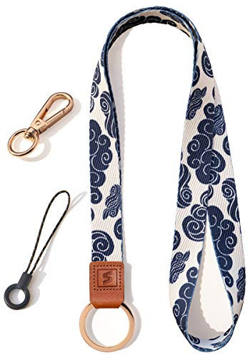 SENLLY Umhängeband Schlüsselband Neck Lanyard strip mit und echtem Leder, für Schlüssel, ID Badge Card Holder, Ausweishülle, Mobile Handys Telefon